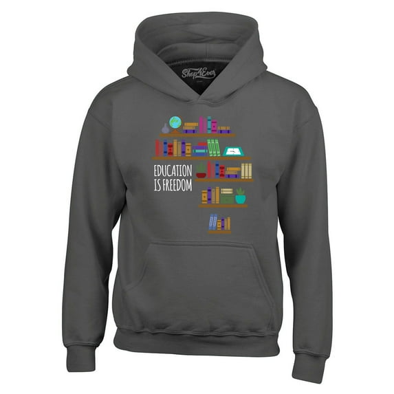 Shop4Ever Men's Education is Freedom African History Books Hooded Sweatshirt Hoodie XX-Large Charcoal