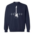 thumbnail image 1 of Shop4Ever Men's Electric Guitar Heartbeat Musician Crewneck Sweatshirt Small Navy, 1 of 5