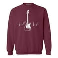 thumbnail image 1 of Shop4Ever Men's Electric Guitar Heartbeat Musician Crewneck Sweatshirt XX-Large Maroon, 1 of 5