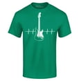thumbnail image 1 of Shop4Ever Men's Electric Guitar Heartbeat Musician Graphic T-shirt Large Kelly, 1 of 5