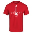 thumbnail image 1 of Shop4Ever Men's Electric Guitar Heartbeat Musician Graphic T-shirt Medium Red, 1 of 5