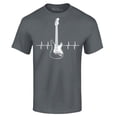 thumbnail image 1 of Shop4Ever Men's Electric Guitar Heartbeat Musician Graphic T-shirt X-Large Charcoal, 1 of 5