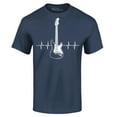 thumbnail image 1 of Shop4Ever Men's Electric Guitar Heartbeat Musician Graphic T-shirt XXXX-Large Navy, 1 of 5