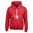 thumbnail image 1 of Shop4Ever Men's Electric Guitar Heartbeat Musician Hooded Sweatshirt Hoodie Medium Red, 1 of 5