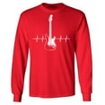 thumbnail image 1 of Shop4Ever Men's Electric Guitar Heartbeat Musician Long Sleeve Shirt Medium Red, 1 of 5