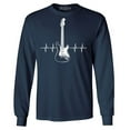 thumbnail image 1 of Shop4Ever Men's Electric Guitar Heartbeat Musician Long Sleeve Shirt XXX-Large Navy, 1 of 5
