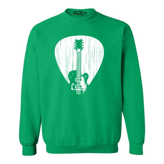 Shop4Ever Men's Electric Guitar Pick Musician Crewneck Sweatshirt XX-Large Irish Green