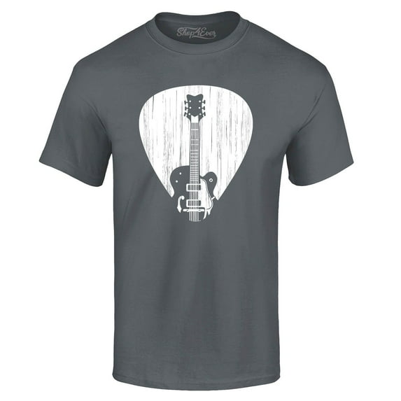 Shop4Ever Men's Electric Guitar Pick Musician Graphic T-shirt Small Charcoal
