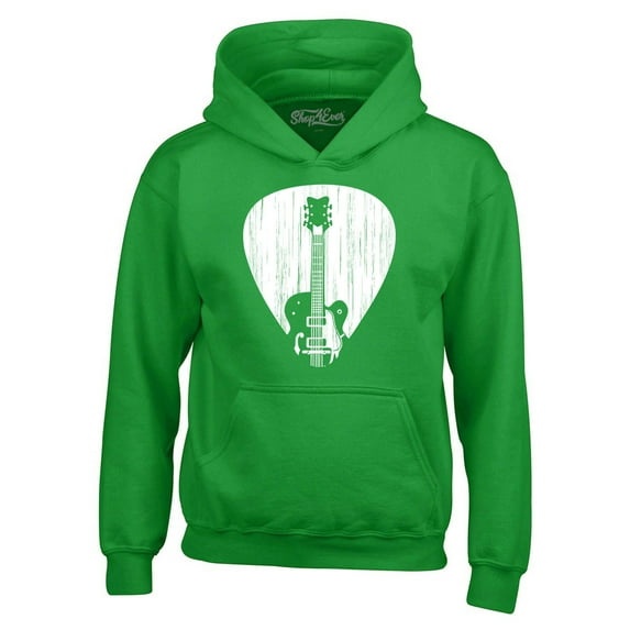 Shop4Ever Men's Electric Guitar Pick Musician Hooded Sweatshirt Hoodie Large Irish Green