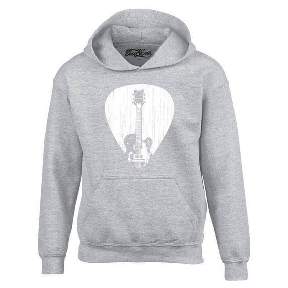 Shop4Ever Men's Electric Guitar Pick Musician Hooded Sweatshirt Hoodie Small Sports Grey
