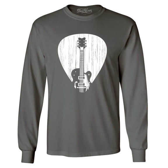 Shop4Ever Men's Electric Guitar Pick Musician Long Sleeve Shirt Large Charcoal
