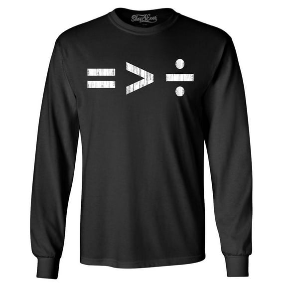 Shop4Ever Men's Equality Is Greater Than Division Equal Rights Long Sleeve Shirt 2XL Black