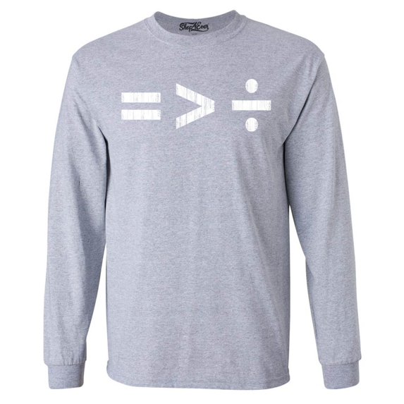 Shop4Ever Men's Equality Is Greater Than Division Equal Rights Long Sleeve Shirt Large Sports Grey