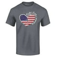 thumbnail image 1 of Shop4Ever Men's Faith Family Freedom American Flag Heart USA Graphic T-shirt X-Large Charcoal, 1 of 5