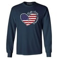 thumbnail image 1 of Shop4Ever Men's Faith Family Freedom American Flag Heart USA Long Sleeve Shirt Large Navy, 1 of 5