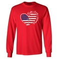 thumbnail image 1 of Shop4Ever Men's Faith Family Freedom American Flag Heart USA Long Sleeve Shirt XX-Large Red, 1 of 5