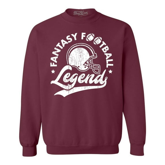 Shop4Ever Men's Fantasy Football Legend Crewneck Sweatshirt X-Large Maroon