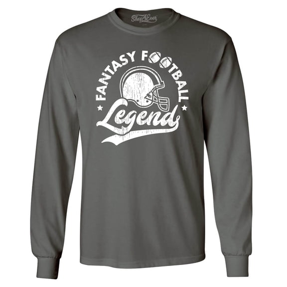 Shop4Ever Men's Fantasy Football Legend Long Sleeve Shirt Large Charcoal