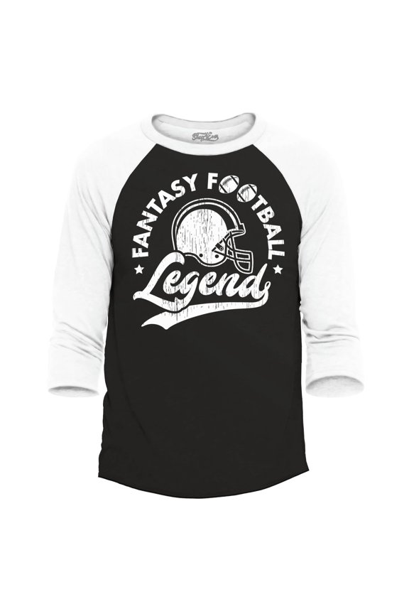 Men's Fantasy Football Legend Raglan Baseball Shirt Large Black/White