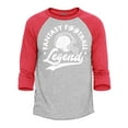 thumbnail image 1 of Shop4Ever Men's Fantasy Football Legend Raglan Baseball Shirt X-Small Heather Grey/Red, 1 of 4
