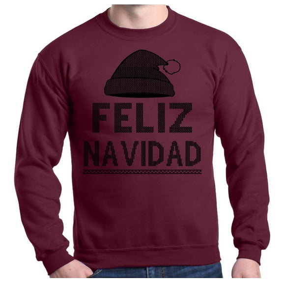 Shop4Ever Men's Feliz Navidad Christmas Crewneck Sweatshirt