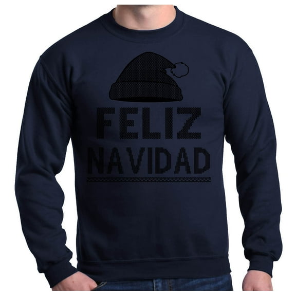 Shop4Ever Men's Feliz Navidad Christmas Crewneck Sweatshirt