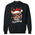 thumbnail image 1 of Shop4Ever Men's Feliz Navidog Navidad Dog Santa Chihuahua Crewneck Sweatshirt Small Black, 1 of 5
