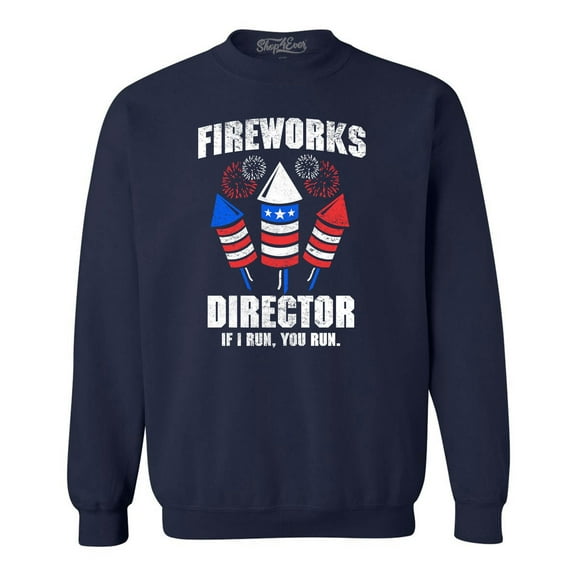 Shop4Ever Men's Fireworks Director 4th of July Crewneck Sweatshirt Large Navy
