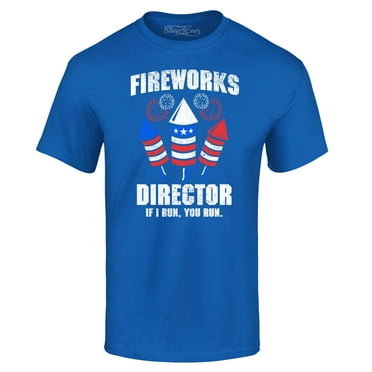 Shop4Ever Men's Fireworks Director 4th of July Graphic T-shirt Small Royal Blue