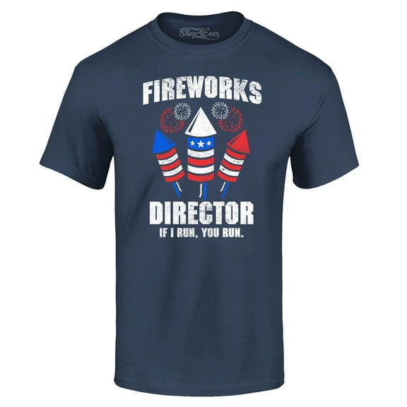 Shop4Ever Men's Fireworks Director 4th of July Graphic T-shirt XX-Large Navy