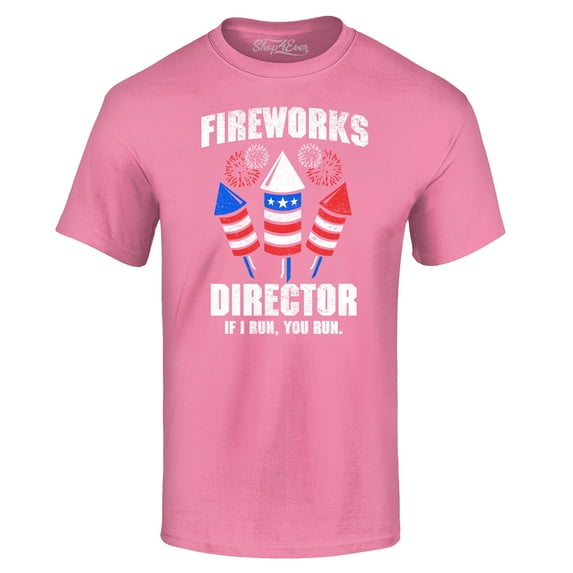 Shop4Ever Men's Fireworks Director 4th of July Graphic T-shirt XXXXX-Large Azalea Pink