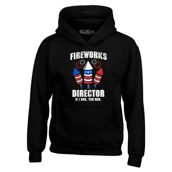 Shop4Ever Men's Fireworks Director 4th of July Hooded Sweatshirt Hoodie Medium Black