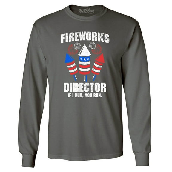 Shop4Ever Men's Fireworks Director 4th of July Long Sleeve Shirt Medium Charcoal