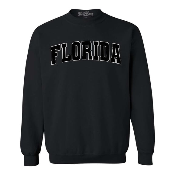 Shop4Ever Men's Florida State Letter Print Crewneck Sweatshirt Small Black