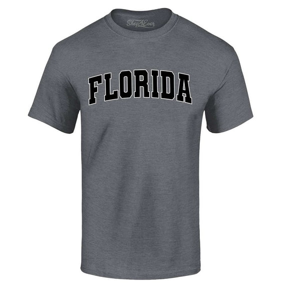 Shop4Ever Men's Florida State Letter Print Graphic T-shirt Medium Charcoal