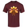 thumbnail image 1 of Shop4Ever Men's Football Turkey Thanksgiving Graphic T-shirt Large Maroon, 1 of 5