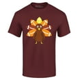 thumbnail image 1 of Shop4Ever Men's Football Turkey Thanksgiving Graphic T-shirt Medium Maroon, 1 of 5