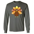 thumbnail image 1 of Shop4Ever Men's Football Turkey Thanksgiving Long Sleeve Shirt Medium Charcoal, 1 of 5