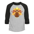 thumbnail image 1 of Shop4Ever Men's Football Turkey Thanksgiving Raglan Baseball Shirt Medium Heather Grey/Black, 1 of 4