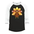 thumbnail image 1 of Shop4Ever Men's Football Turkey Thanksgiving Raglan Baseball Shirt Small Black/White, 1 of 4