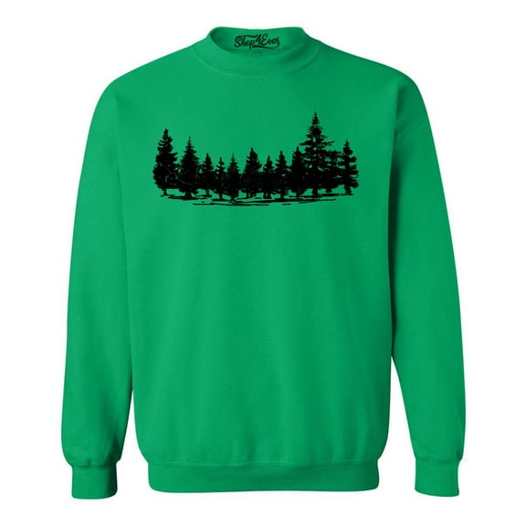 Shop4Ever Men's Forest Trees Nature Mountains Wildlife Crewneck Sweatshirt X-Large Irish Green