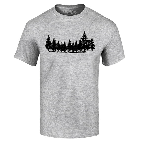 Shop4Ever Men's Forest Trees Nature Mountains Wildlife Graphic T-shirt Small Sports Grey