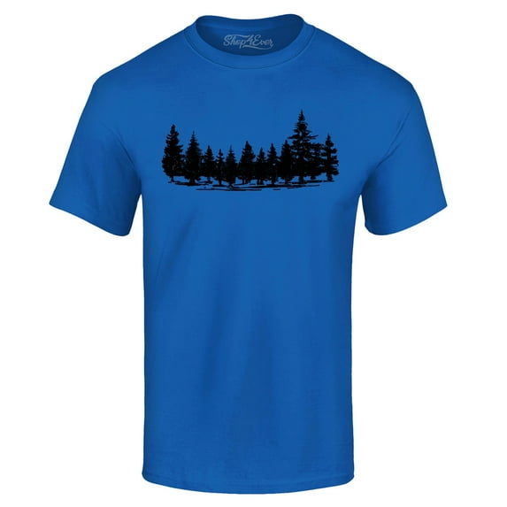Shop4Ever Men's Forest Trees Nature Mountains Wildlife Graphic T-shirt XXX-Large Royal Blue
