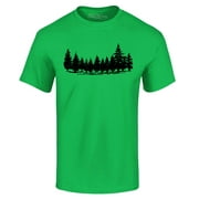 Shop4Ever Men's Forest Trees Nature Mountains Wildlife Graphic T-shirt XXXX-Large Irish Green