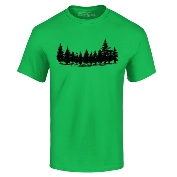 Shop4Ever Men's Forest Trees Nature Mountains Wildlife Graphic T-shirt XXXXX-Large Irish Green