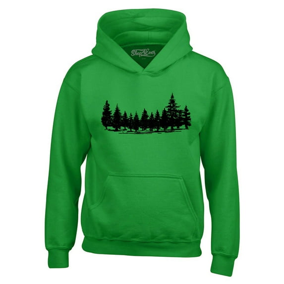 Shop4Ever Men's Forest Trees Nature Mountains Wildlife Hooded Sweatshirt Hoodie Large Irish Green