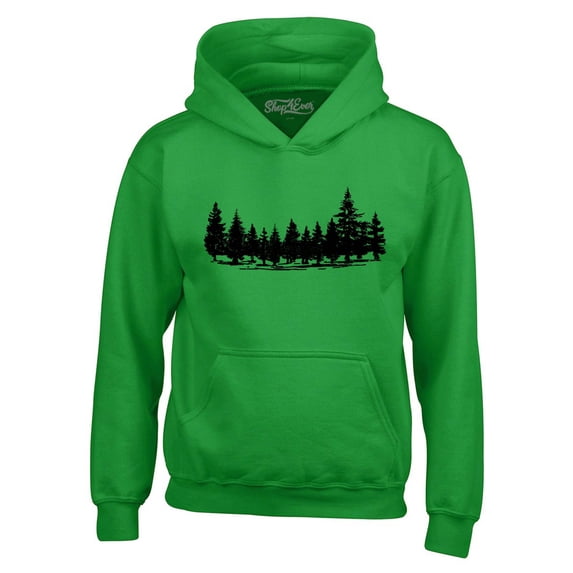 Shop4Ever Men's Forest Trees Nature Mountains Wildlife Hooded Sweatshirt Hoodie X-Large Irish Green
