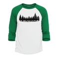 thumbnail image 1 of Shop4Ever Men's Forest Trees Nature Mountains Wildlife Raglan Baseball Shirt Small White/Blue, 1 of 4
