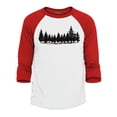 thumbnail image 1 of Shop4Ever Men's Forest Trees Nature Mountains Wildlife Raglan Baseball Shirt X-Small White/Navy, 1 of 4