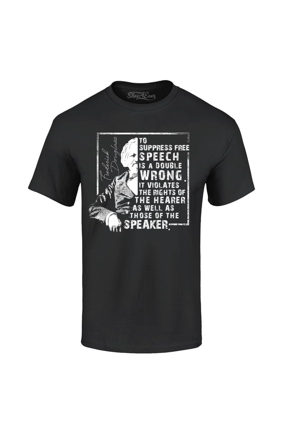 Men's Free Speech Inspiring Quote Frederick Douglass Graphic T-shirt X-Large Black